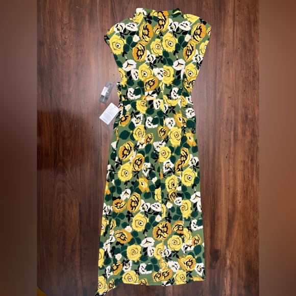 Donna Morgan Garden Floral Midi Dress Size 2 Wrap Front Asymmetrical Hem Spring - Picture 9 of 16